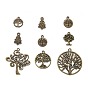 Tibetan Style Alloy Pendants, Tree, 12~79x10~61x1~5mm, Hole: 1.5~5mm