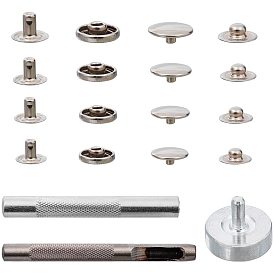 304 Stainless Steel Snap Buttons, Garment Buttons, with Eyelets Installation Tools