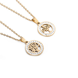 Stainless Steel Life Tree Pendant Necklace - Minimalist Fashion Jewelry