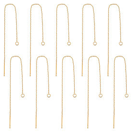 10 пары 304 серьги-гвоздики из нержавеющей стали, с отверстием, нить