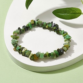 Natural Chrysoprase Chip Beaded Stretch Bracelets for Women