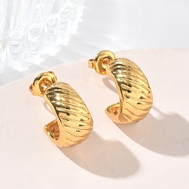 Текстурированная буква С 304 серьги-гвоздики из нержавеющей стали для женщин, ионное покрытие (ip)