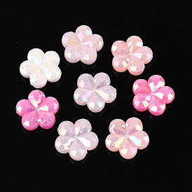 Пластиковые шарики, имитация желе, цветок, с покрытием AB цвета, граненые