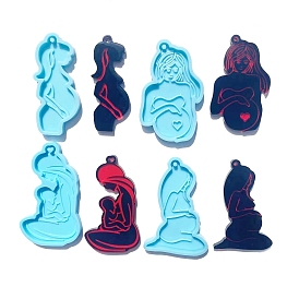 Mother's Day Theme Woman DIY Silicone Pendant Molds, Resin Casting Molds, for UV Resin, Epoxy Resin Craft Making