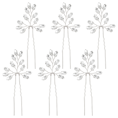 6шт. заколки для волос из сплава со стразами для женщин, лист