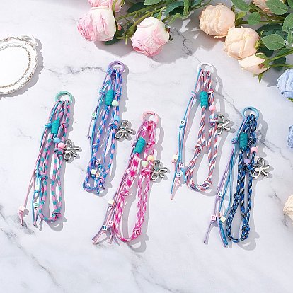 5 шт. 5 цвета полиэстер и спандекс шнуры веревки подвесные украшения, с пластиковыми подвесками CCB и окрашенными распылением кольцами пружинного затвора из сплава