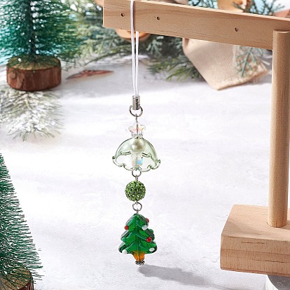 Рождественские украшения ручной работы из лэмпворка и полимерной глины со стразами, с нейлоновым ремешком, рождественская елка