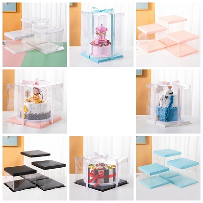 China Factory Clear Plastic Tall Cake Boxes, Bakery Cake Box Container,  Square with Lids 220x220x300mm in bulk online 