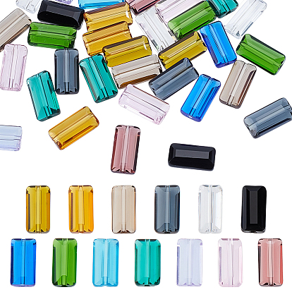 52Pcs 13 Colors K9 Glass, Imitation Austrian Crystal Beads, Grade AAA, Faceted, Rectangle