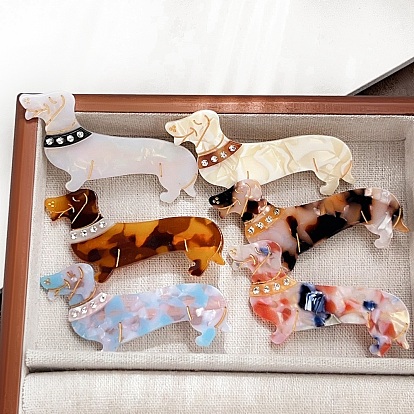 Заколки для волос с когтями из ацетата целлюлозы (смола), со стразами, собака, аксессуары для волос для женщин и девочек