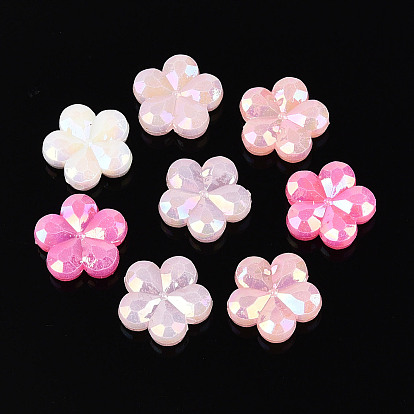 Пластиковые шарики, имитация желе, цветок, с покрытием AB цвета, граненые