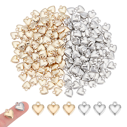 200Pcs 2 Colors CCB Plastic Pendants, Heart Charms