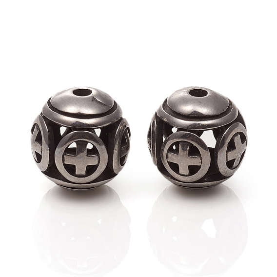 304 из нержавеющей стали бусы, полый, круглые с крестом