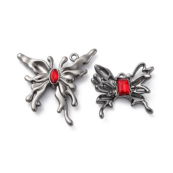 Готическая стойка подвески из сплава с покрытием, с красными стразами, бабочка