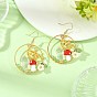 Pendientes de cristal de latón pendientes, hada con setas, con abs de plástico imitación perla, pendientes colgantes de latón para mujer