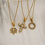 304 Stainless Steel Micro Pave Clear Cubic Zirconia Leaf Pendant Necklaces for Women