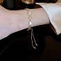 Clear Cubic Zirconia Heart and Sun Link Slider Bracelet, Brass Jewelry for Women