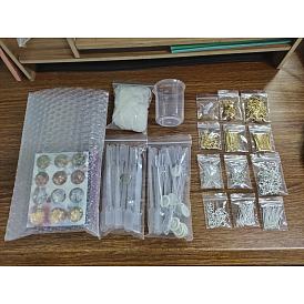 Kits de moldes de silicona para pendientes colgantes diy, moldes de resina, con 304 pinzas de cuentas de acero inoxidable, uv gel nail art tinfoil, lentejuelas del arte del clavo, fornituras de hierro