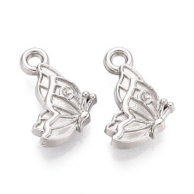 304 подвески из нержавеющей стали, бабочка, за половину пробурено бисера