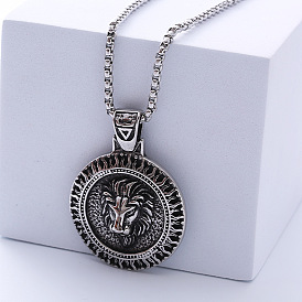 Винтажная голова льва викинга 304 подвеска из нержавеющей стали, панк-ювелирные украшения, ожерелья для мужчин