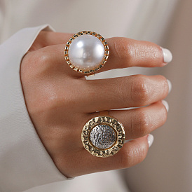Элегантное регулируемое кольцо из цинкового сплава с имитацией жемчуга для женщин, ежедневный аксессуар для поездок на работу