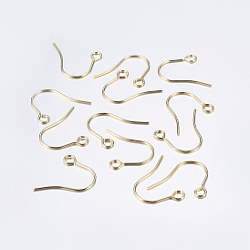 Placage ionique (ip) 304 crochets de boucle d'oreille en acier inoxydable, fil d'oreille, avec boucle horizontale