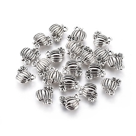 Pumpkin Tibetan Style Zinc Alloy Charms, 11x10x3mm, Hole: 2mm, about 1389pcs/1000g