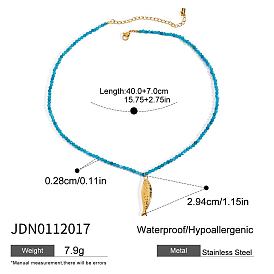 304 подвеска в виде рыбы-солнца из нержавеющей стали, ожерелья из стеклянных бусин для женщин, золотые