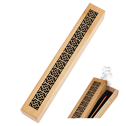 Hollow Bamboo Storage Containers, Incense Boxes, for Cosmetic & Candles, Rectangle