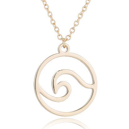 Collar con colgante de onda hueca de moda para hombres y mujeres., cadena de clavícula tipo suéter de acero inoxidable
