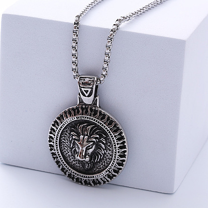 Винтажная голова льва викинга 304 подвеска из нержавеющей стали, панк-ювелирные украшения, ожерелья для мужчин