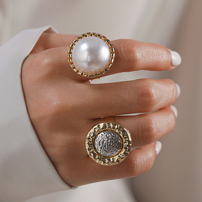 Элегантное регулируемое кольцо из цинкового сплава с имитацией жемчуга для женщин, ежедневный аксессуар для поездок на работу