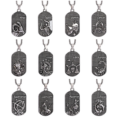 201 Овальные подвески из нержавеющей стали с выгравированными созвездиями для мужчин, античное серебро