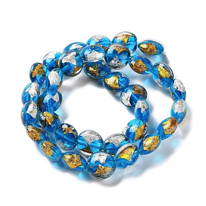 Handmade Lampwork Beads, with Gold Foil, Oval