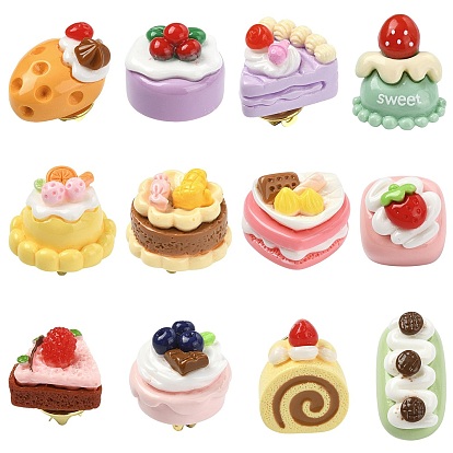 12шт. 12 стили милые значки из смолы на тему фруктового пирога, булавки для лацканов из сплава для одежды рюкзака, разнообразные