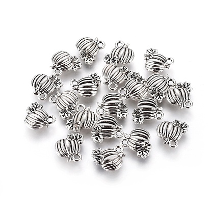 Pumpkin Tibetan Style Zinc Alloy Charms, 11x10x3mm, Hole: 2mm, about 1389pcs/1000g