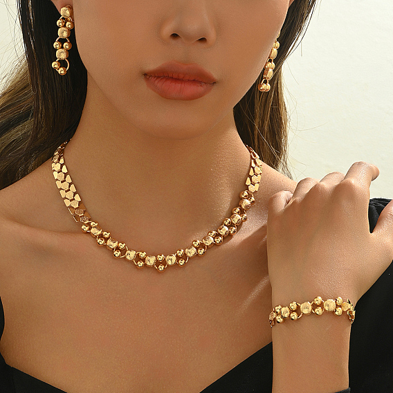 Роскошные комплекты из железных браслетов, серег и ожерелий с геометрическим дизайном для свадьбы и банкета