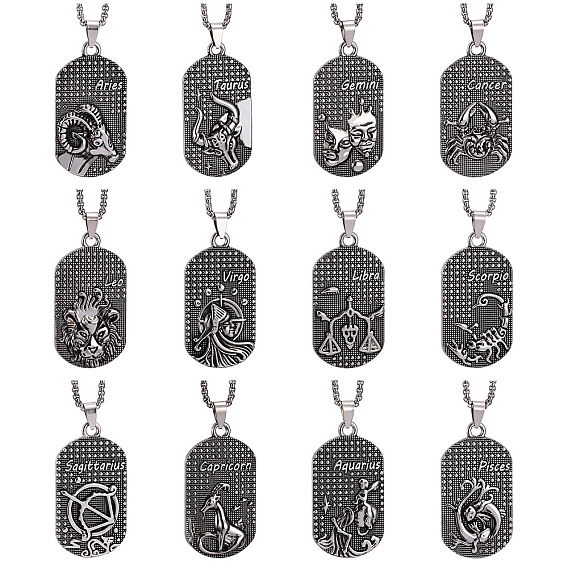 201 Овальные подвески из нержавеющей стали с выгравированными созвездиями для мужчин, античное серебро