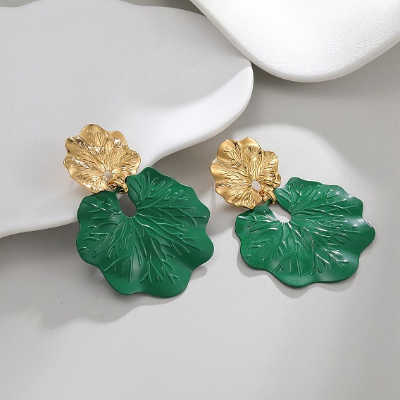 304 из нержавеющей стали болтаться серьги, лист, золотые