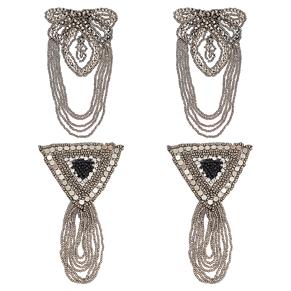 4шт 2 стили железный модный эполет с кисточками, нагрудный знак в стиле панк, со стеклом и гранатом, сделай сам одежду, багаж, аксессуары для обуви