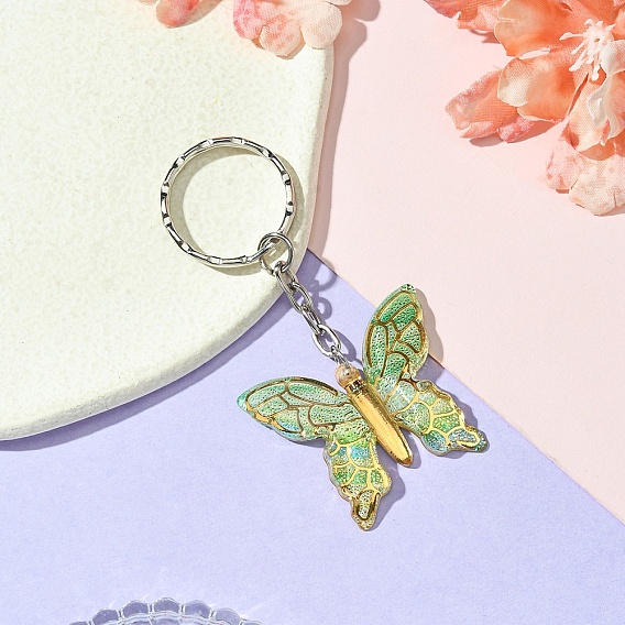 Акриловый брелок, с железной фурнитурой, бабочка