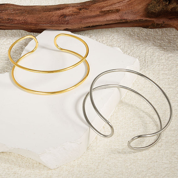 304 двухслойные браслеты-манжеты из нержавеющей стали для женщин