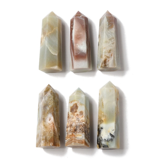 Граненые бусины-пули из натурального цветка амазонита, Лечебные камни шестиугольной призмы, палочка для медитативной терапии, уравновешивающая энергию рейки, нет отверстий / незавершенного