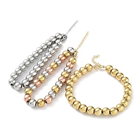 202 bracelets de perles rondes en acier inoxydable pour hommes femmes