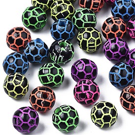 Spray Painted Acrylic Beads, Football