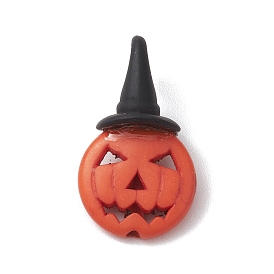 Halloween Synthetic Turquoise Dyed Pendants, Pumpkin/Skull Charms with Black Resin Witch Hats