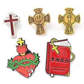 Cross Alloy Black Enamel Pins Brooches