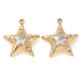 304 нержавеющая сталь с подвесками из стразов, ручная полировка, ионное покрытие (ip), звезда