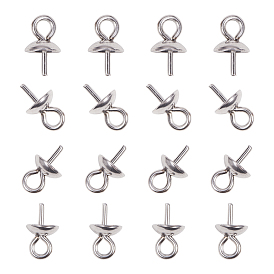 Unicraftale 304 Stainless Steel Cup Pearl Peg Bails Pin Pendants, For Half Drilled Beads
