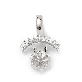 925 подвеска в виде цветка в форме короны из стерлингового серебра с прозрачными кубическими цирконами, за половину пробурено бисера, родий, с печатью 925